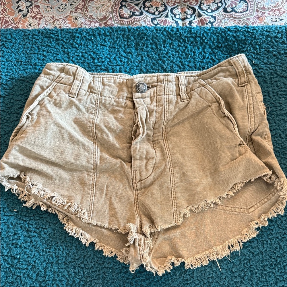 Women's Free People Tan Frayed Hem Shorts